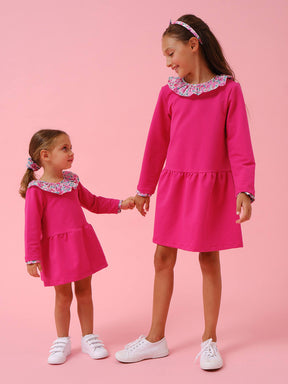 Vestito c/Rouches Liberty Fuxia