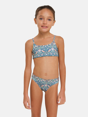 Bikini Bambina Lycra Liberty Uccellini Verdi