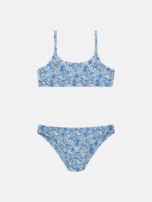 Wikini Modello Bikini Bambina Liberty Fiori Blu