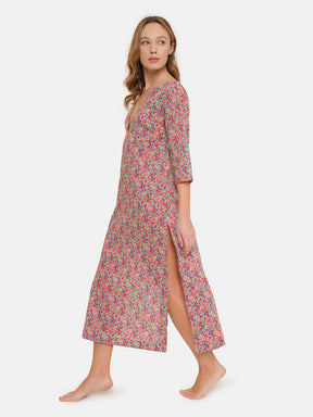 Caftan Liberty Long Red Flowers