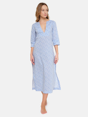 Caftan Liberty Long Blue Leaves