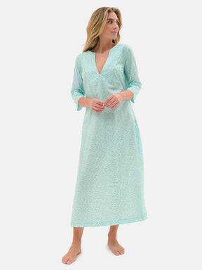 Caftano Liberty Lungo Pesciolini Verde Acqua