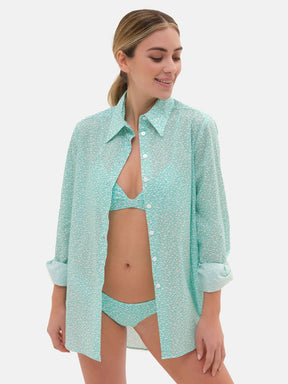 Camicione Lungo Liberty Pesciolini Verde Acqua