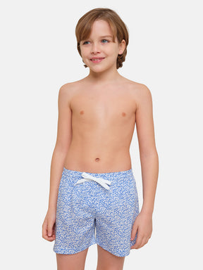 Costume a pantaloncino Foglie Azzurro