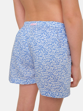 Costume a pantaloncino Foglie Azzurro