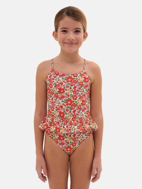 Intero Bambina Balza Lycra Liberty Betsy Rosso