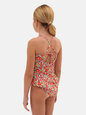Intero Bambina Balza Lycra Liberty Betsy Rosso