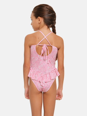 Intero Bambina Balza Lycra Liberty Blossom Rosa