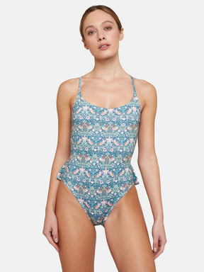Whole Ruffle Lycra Liberty Green Birds