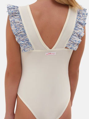 Intero Bicolore Farfalla Lycra Liberty Mitsi Azzurro
