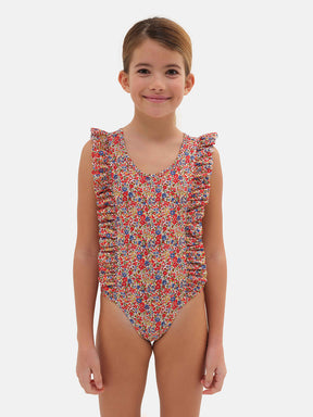 Intero Farfalla Lycra Liberty Fiori Rossi