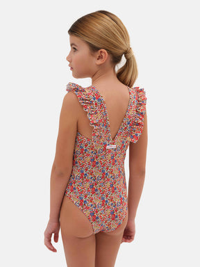 Intero Farfalla Lycra Liberty Fiori Rossi