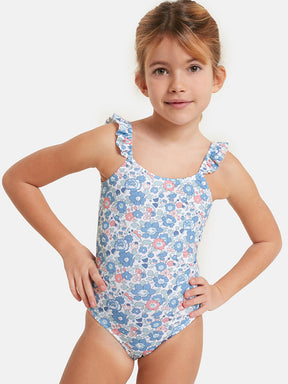 Intero Bambina Rouches Lycra Liberty Betsy Blu