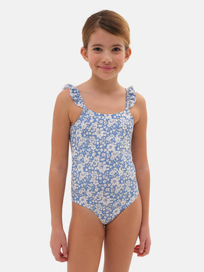 Intero Bambina Rouches Lycra Liberty Betsy Boo Azzurro