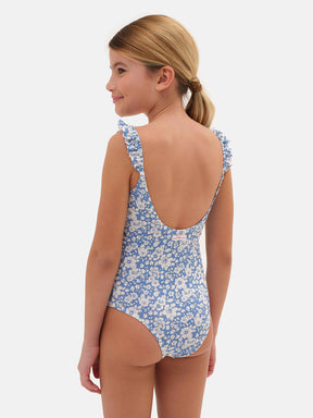 Intero Bambina Rouches Lycra Liberty Betsy Boo Azzurro