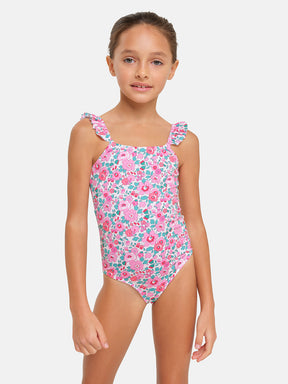 Intero Bambina Rouches Lycra Liberty Betsy Fuxia