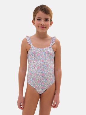 Intero Bambina Rouches Lycra Liberty Felicite Rosa