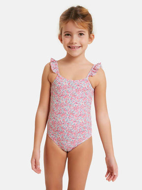 Intero Bambina Rouches Lycra Liberty Olivette Fuxia