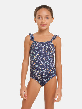 Intero Bambina Rouches Lycra Liberty Pesciolini Blu