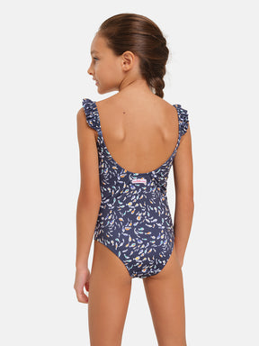 Intero Bambina Rouches Lycra Liberty Pesciolini Blu