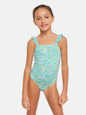 Intero Bambina Rouches Lycra Liberty Whiltshire Verde