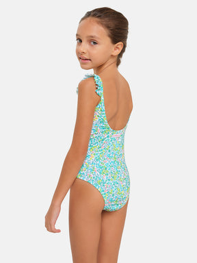Intero Bambina Rouches Lycra Liberty Whiltshire Verde