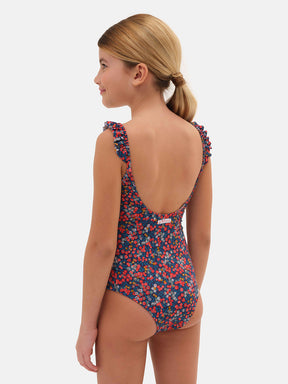 Intero Bambina Rouches Lycra Liberty Wiltshire Blu