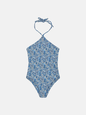 Costume Bambina Intero Americana Liberty Fiori Blu