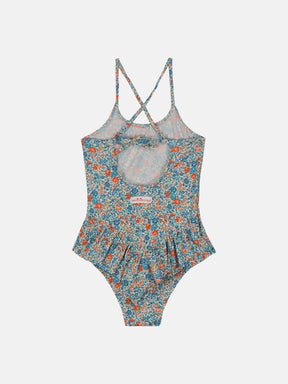 Intero Bambina Balza Liberty Fiori Arancio