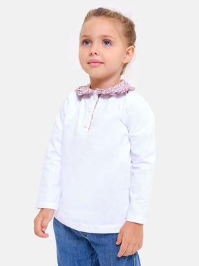 Pink Feather Fields Long Sleeve Liberty Neck Polo
