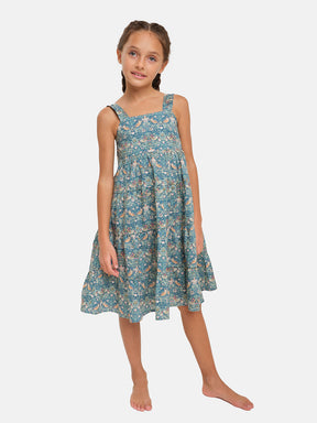 Abito Bambina Balze Liberty Uccellini Verdi
