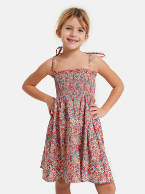 Prendisole Bambina Liberty Fiori Rossi