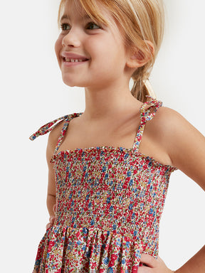 Prendisole Bambina Liberty Fiori Rossi